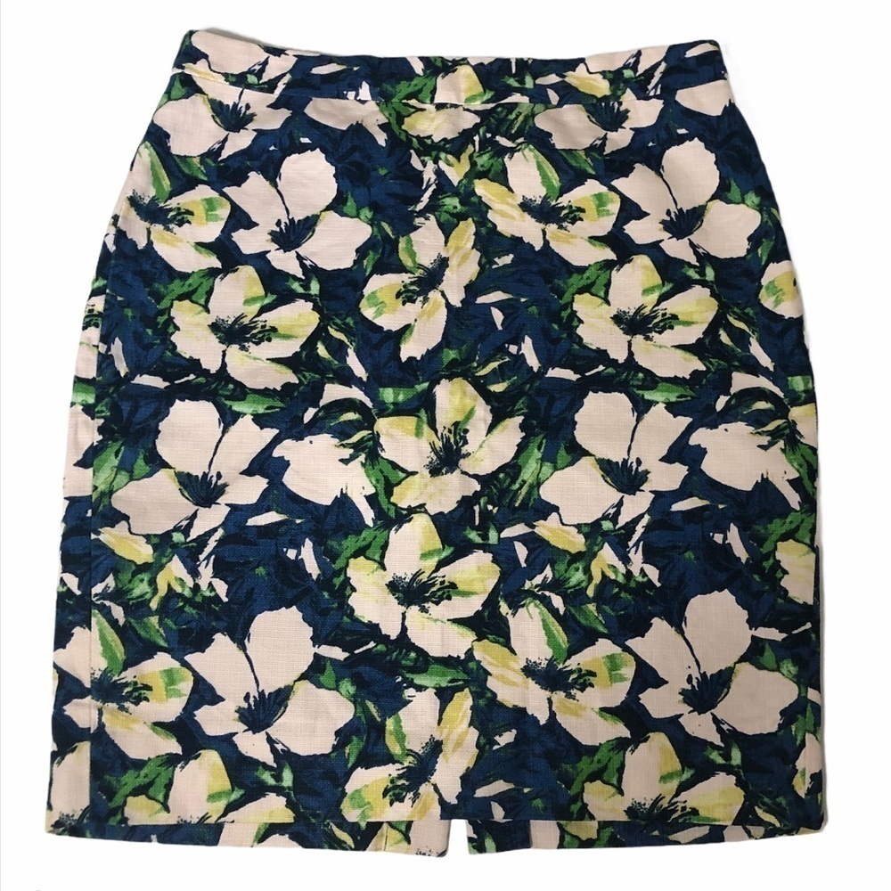J. Crew Pencil Skirt Blue Floral 8